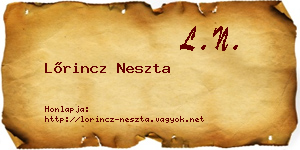 Lőrincz Neszta névjegykártya